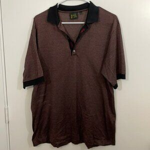 Bobby Jones Mens Cotton Polo, Jacquard Burgundy & Black Large